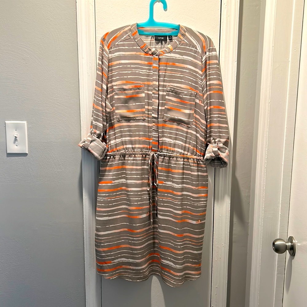 Great and coral striped fit and flare dress with pockets